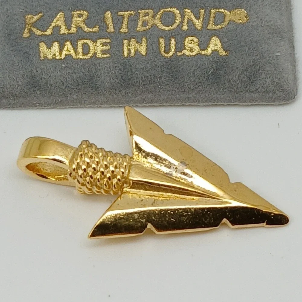 Karatbond Vintage Y2K Gold  Western Arrowhead Pendant Made in USA New Old Stock